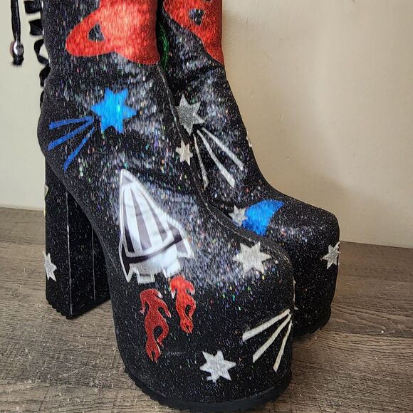 Current Mood Platform Boots Space Invasion Dolls Kill Goth Punk Womens 8 - Picture 4 of 16
